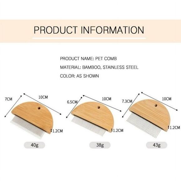 Left Wind 3pc Dog/Cats Hair Removal Comb Flea Removal Grooming Stainless Steel - Picture 5 of 11